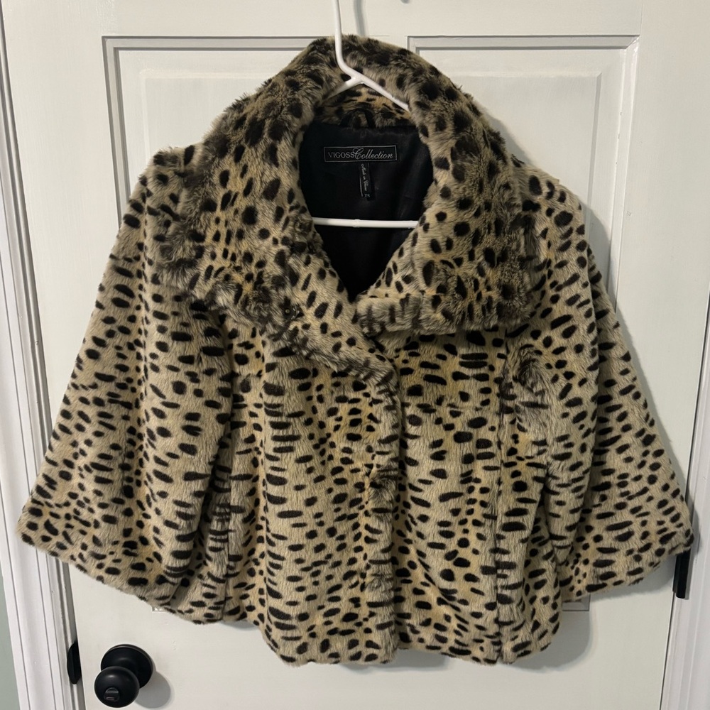 Cheetah Faux Fur Evening Jacket Sz XS Old Money Quiet Luxury Classic Timeless